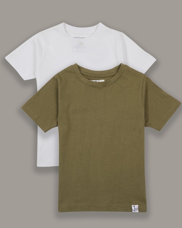Shop Boys Green & White T-shirt (Pack of 2)-Front
