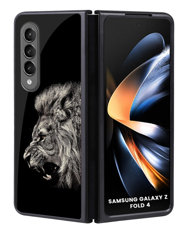 Shop Brave Lion Glass Case for Samsung Galaxy Z Fold4 5G-Front