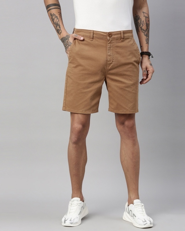 Shop Breakbounce Men Organic Cotton Slim Fit Shorts-Front