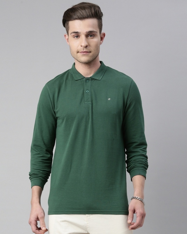 Shop Breakbounce Men's Dark Green Polo  T-shirt-Front