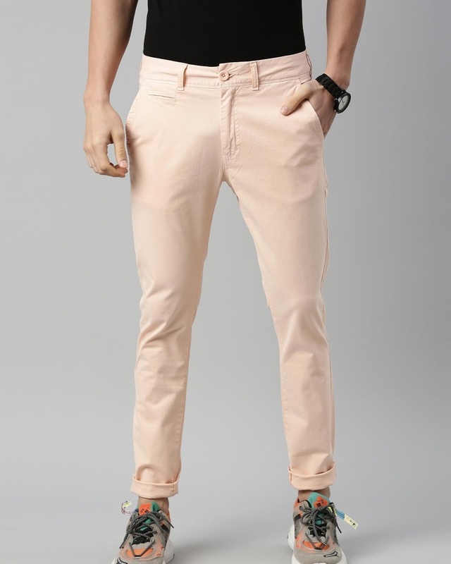 Shop Men's Pink Relaxed Fit Trousers-Front