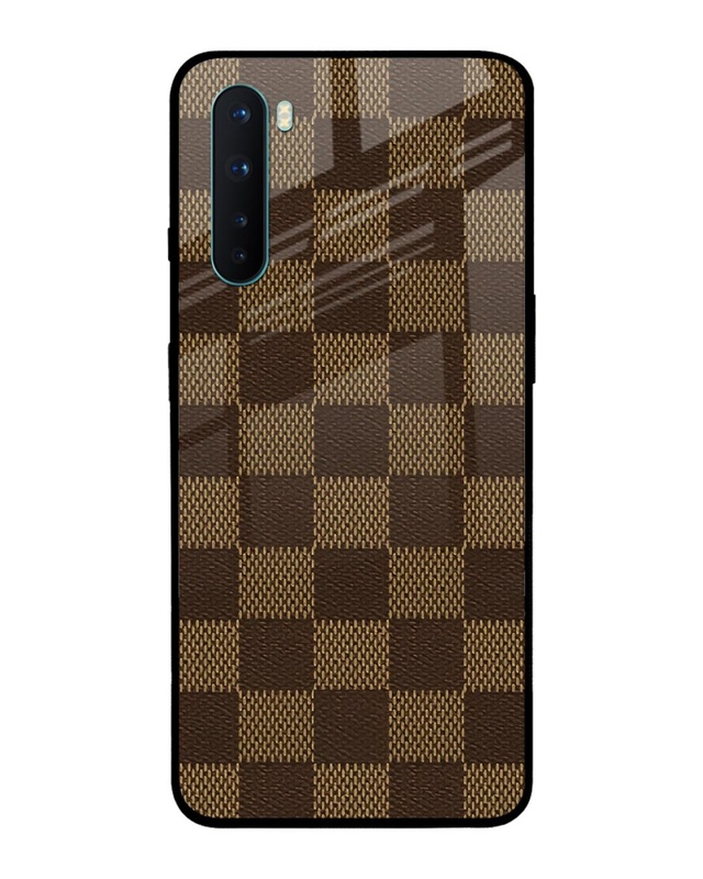 Shop Brown Block Premium Glass Case for OnePlus Nord (Shock Proof, Scratch Resistant)-Front
