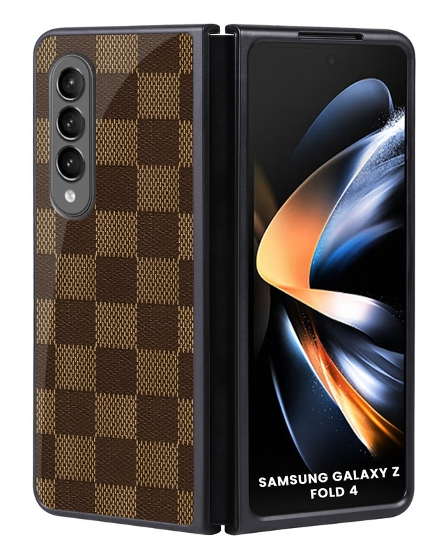 Shop Brown Block Premium Glass Case for Samsung Galaxy Z Fold4 5G (Shock Proof, Scratch Resistant)-Front