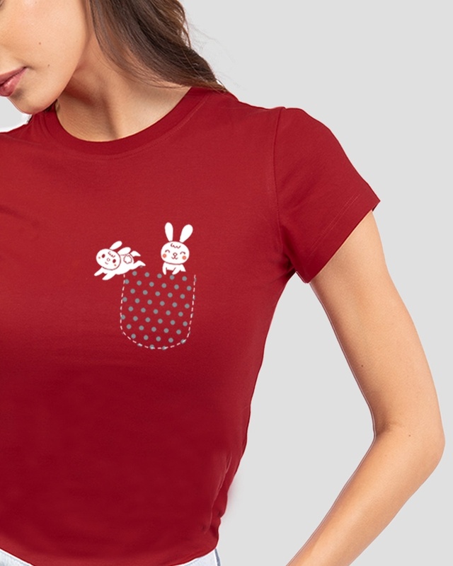 Shop Bunny Rabbit Pocket Half Sleeve T-Shirt-Front