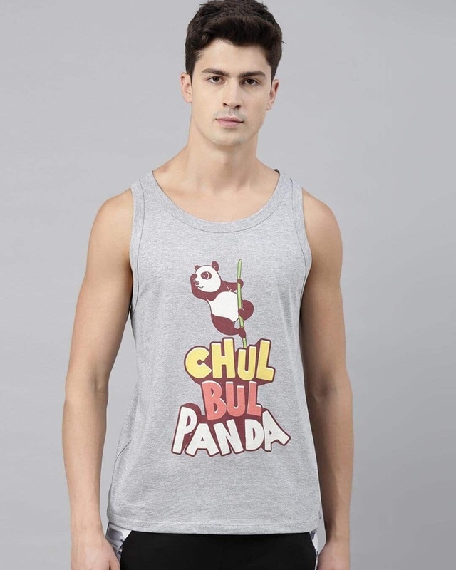 Shop Bushirt Chul Bul Panda Dark Grey Vest-Front
