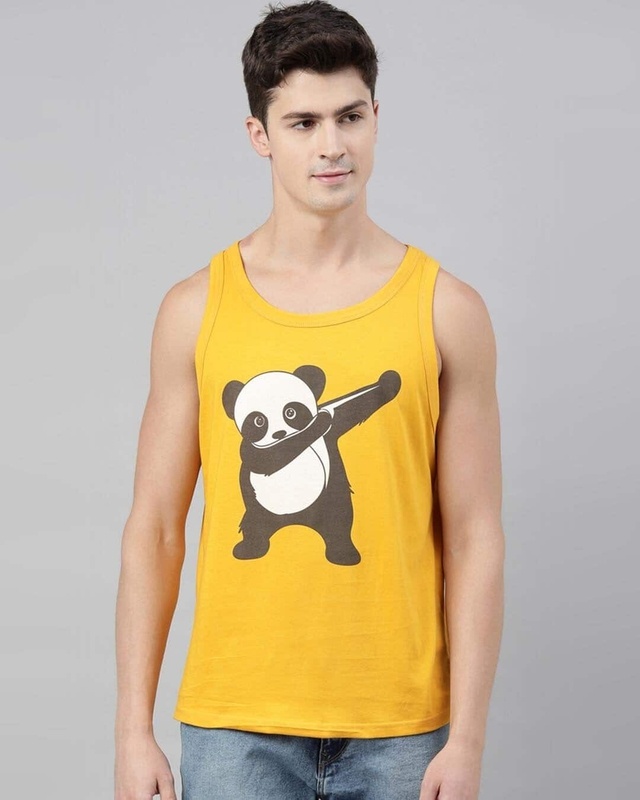 Shop Bushirt Dab Dance Panda Mustard Vest-Front