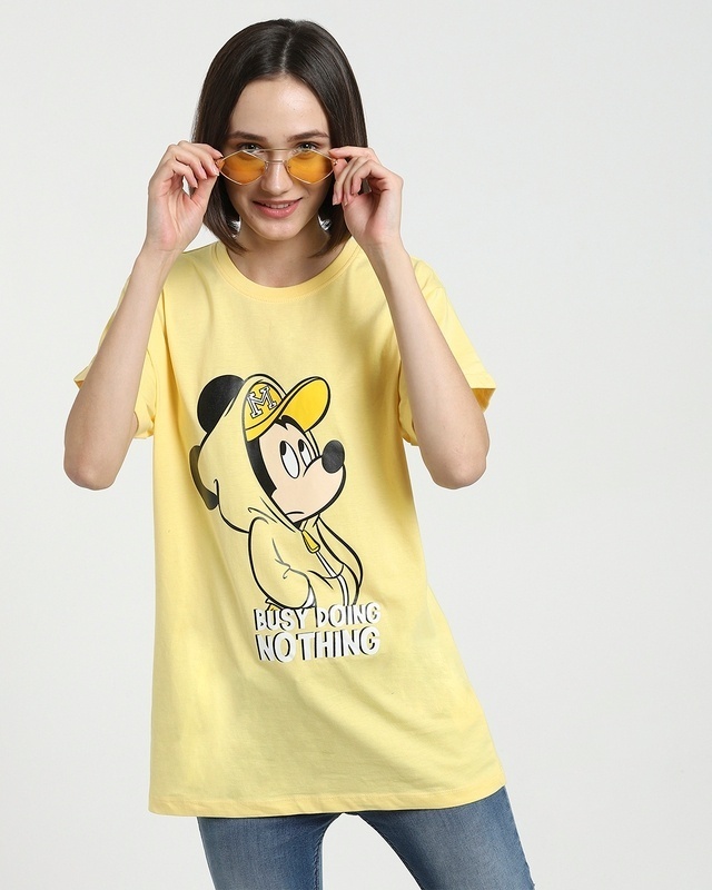 Shop Busy Doing Nothing Women's Printed BoyfriendS T-Shirt (DL)-Front