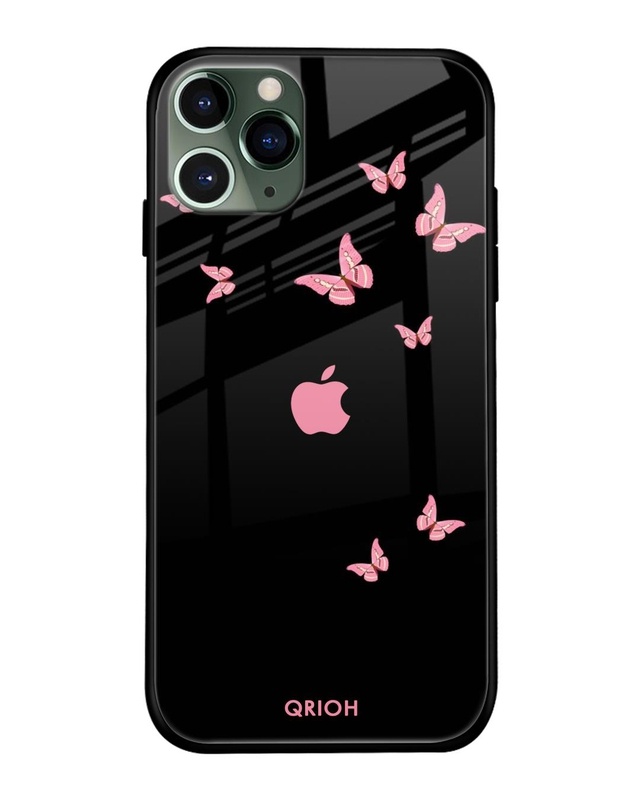 Shop Butterfly Printed Premium Glass Cover For iPhone 11 Pro Max (Impact Resistant, Matte Finish)-Front