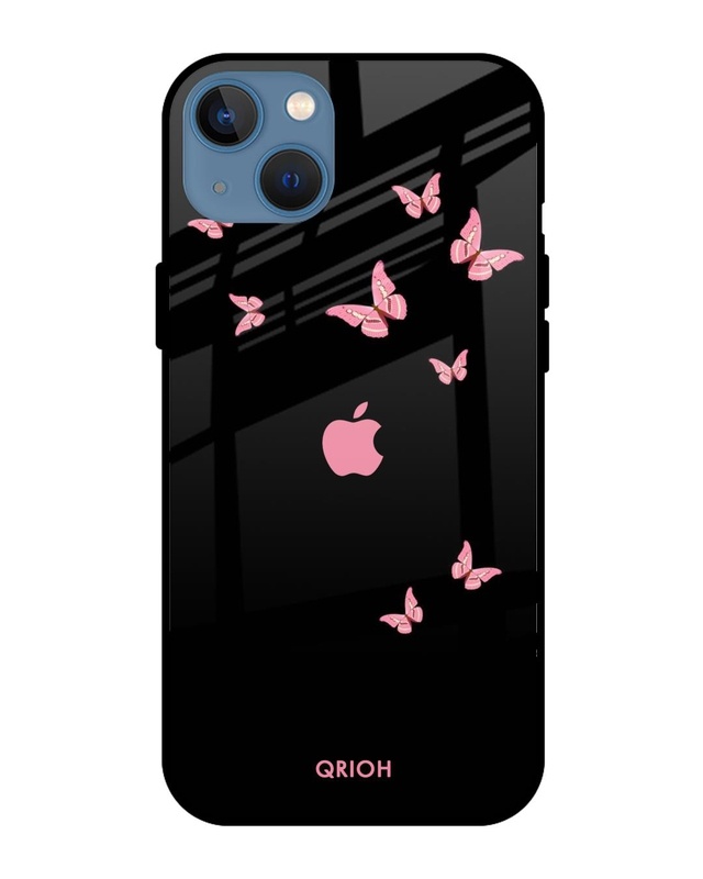 Shop Butterfly Printed Premium Glass Cover For iPhone 13 (Impact Resistant, Matte Finish)-Front