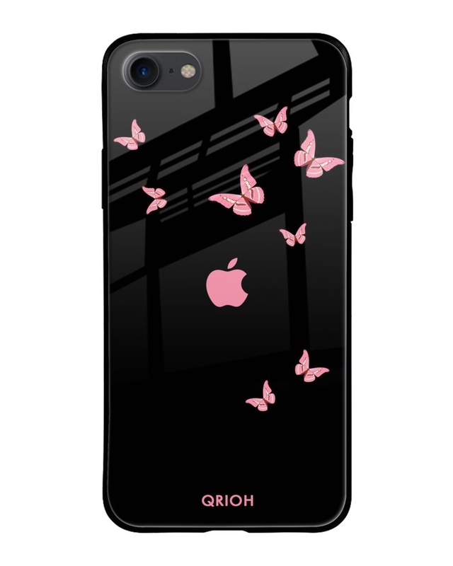 Shop Butterfly Printed Premium Glass Cover For iPhone 7 (Impact Resistant, Matte Finish)-Front
