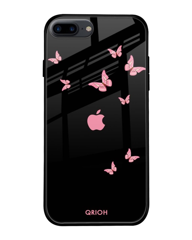 Shop Butterfly Printed Premium Glass Cover For iPhone 8 Plus (Impact Resistant, Matte Finish)-Front