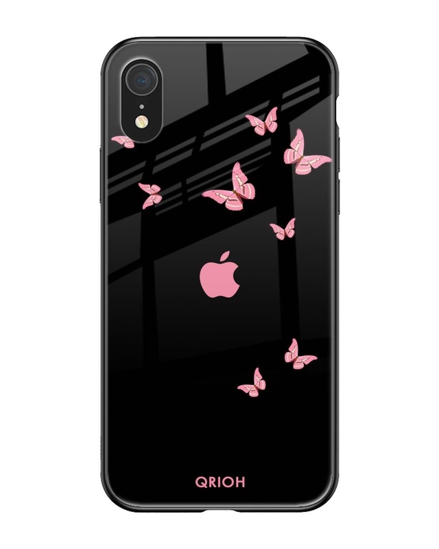 Shop Butterfly Printed Premium Glass Cover For iPhone XR (Impact Resistant, Matte Finish)-Front
