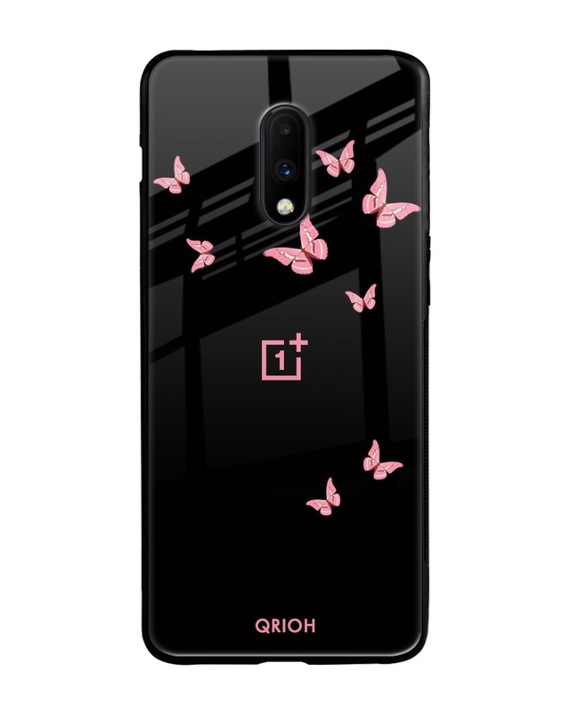 Shop Butterfly Printed Premium Glass Cover For OnePlus 7 (Impact Resistant, Matte Finish)-Front