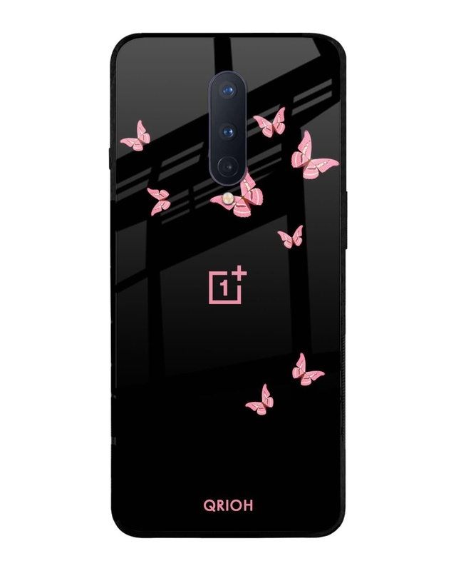 Shop Butterfly Printed Premium Glass Cover For OnePlus 8 (Impact Resistant, Matte Finish)-Front