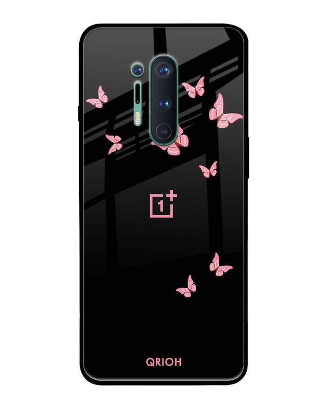 Shop Butterfly Printed Premium Glass Cover For OnePlus 8 Pro (Impact Resistant, Matte Finish)-Front