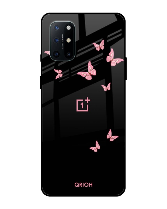 Shop Butterfly Printed Premium Glass Cover For OnePlus 8T (Impact Resistant, Matte Finish)-Front