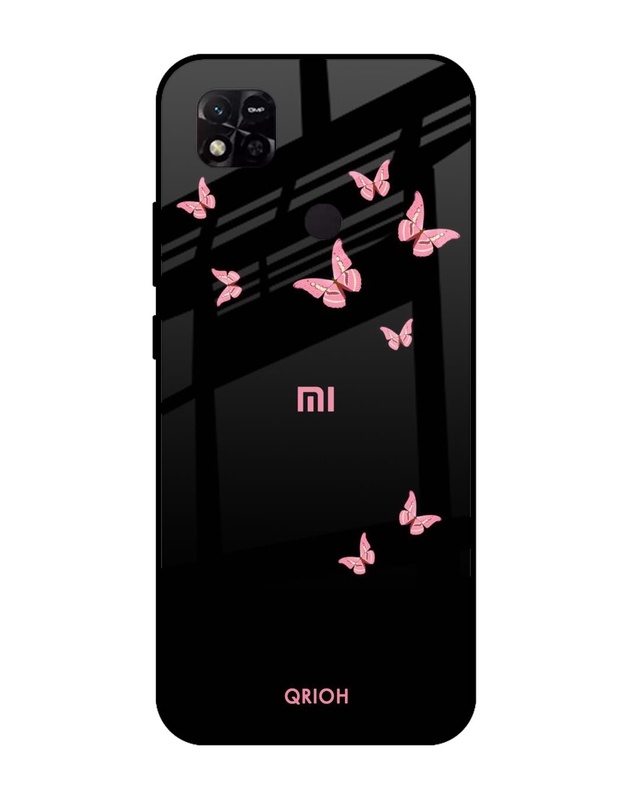 Shop Butterfly Printed Premium Glass Cover For Redmi 10A (Impact Resistant, Matte Finish)-Front