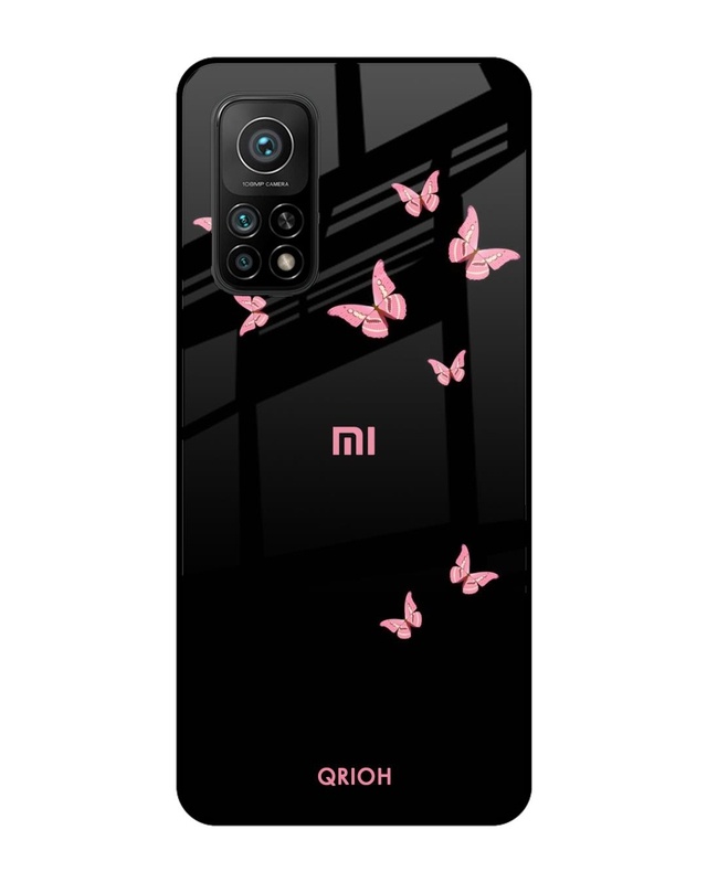 Shop Butterfly Printed Premium Glass Cover For Xiaomi Mi 10T Pro (Impact Resistant, Matte Finish)-Front