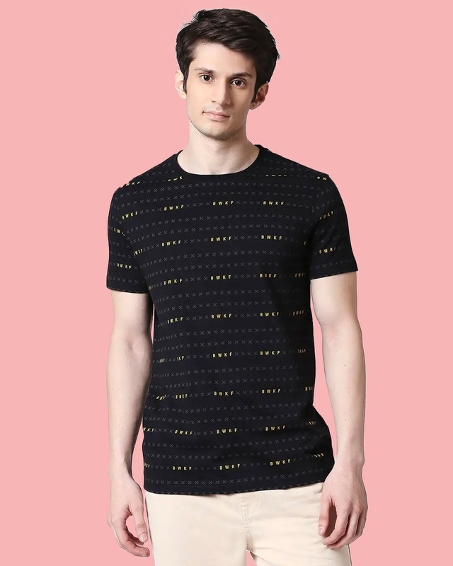 Shop BWKF Cross Half Sleeves AOP T-Shirt-Front