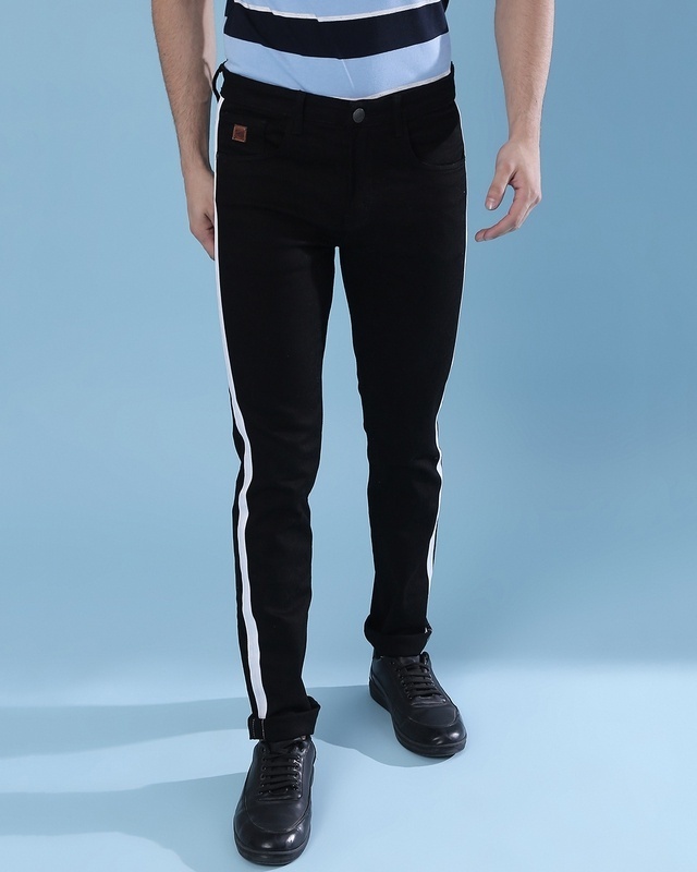 Shop Campus Sutra Men's Black Regular Fit Jeans-Front