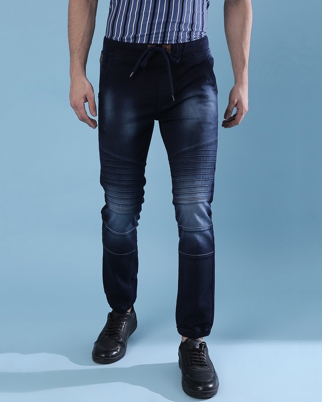 Shop Campus Sutra Men's Blue Regular Fit Jeans-Front