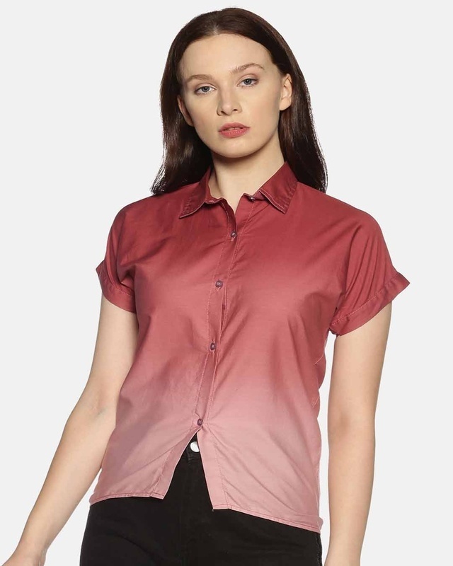 Shop Campus Sutra Women Brown Classic Regular Fit Faded Casual Shirt-Front