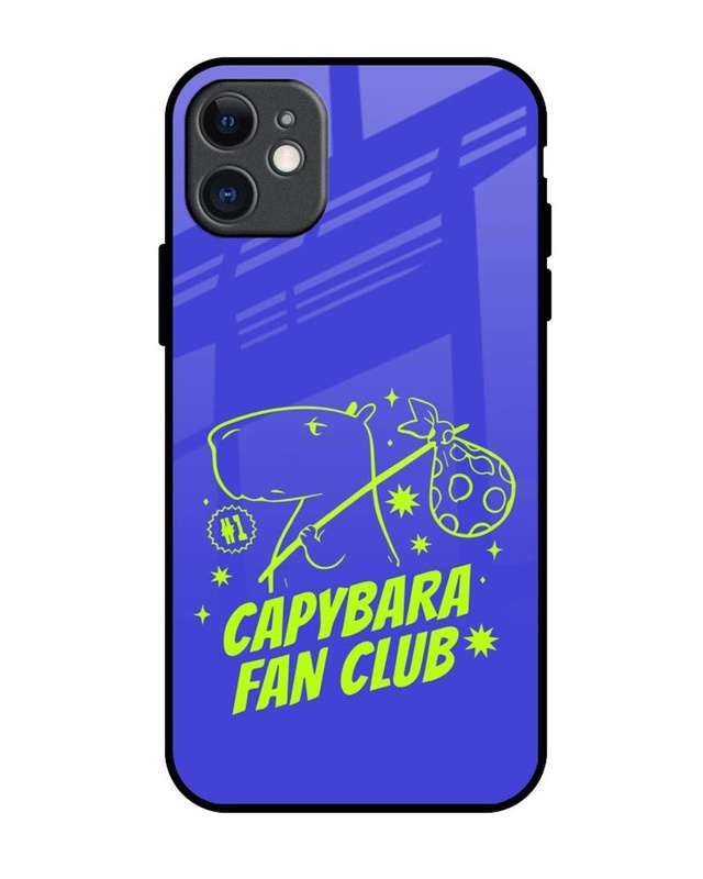 Capybara Fan Club Premium Glass Cover for Apple iPhone 11-Front Bewakoof Shop Capybara Fan Club Premium Glass Cover for Apple iPhone 11-Front