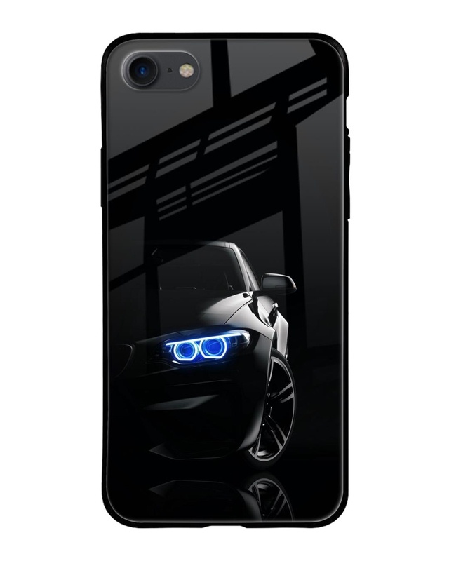Shop Car In Dark Premium Glass Case for Apple iPhone SE 2020 (Shock Proof, Scratch Resistant)-Front