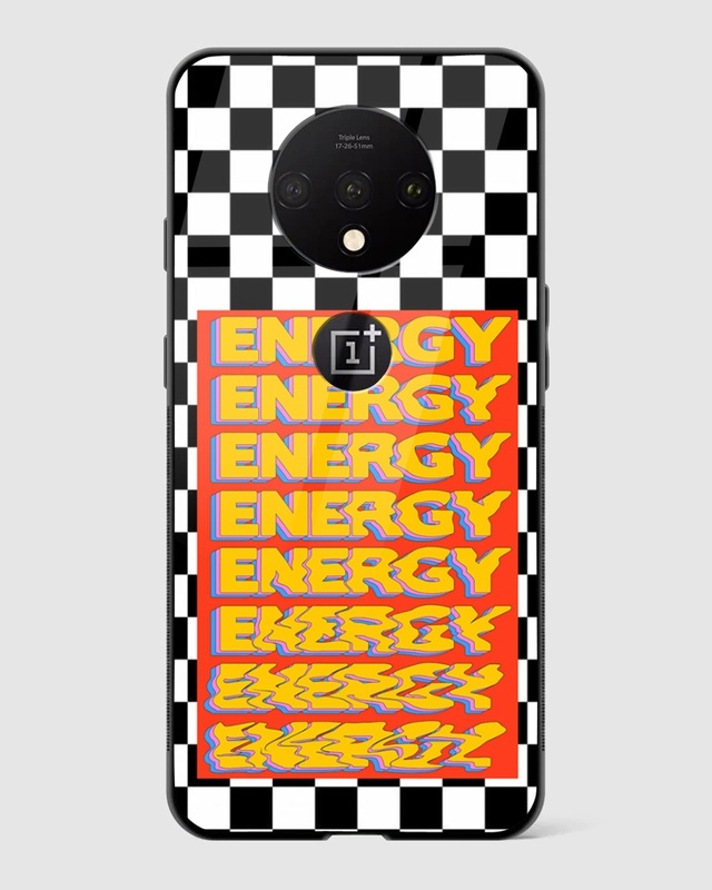 Shop Checkered Energy Premium Glass Case for OnePlus 7T-Front