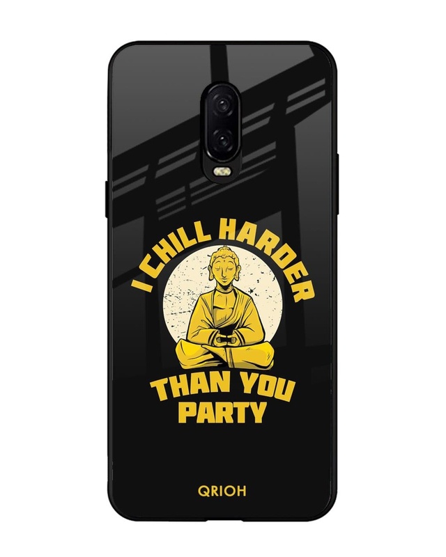 Shop Chill Harder Premium Glass Case for OnePlus 6T (Shock Proof, Scratch Resistant)-Front