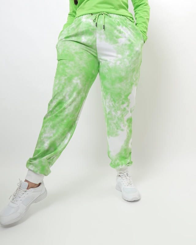 Shop Chilled Out Green Plus Size Tie & Dye Joggers-Front