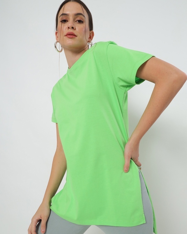 Shop Chilled Out Green Side Slit Dress-Front