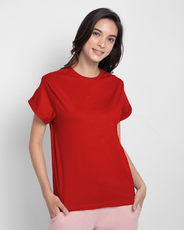 Shop Women's Red Boyfriend T-shirt-Front