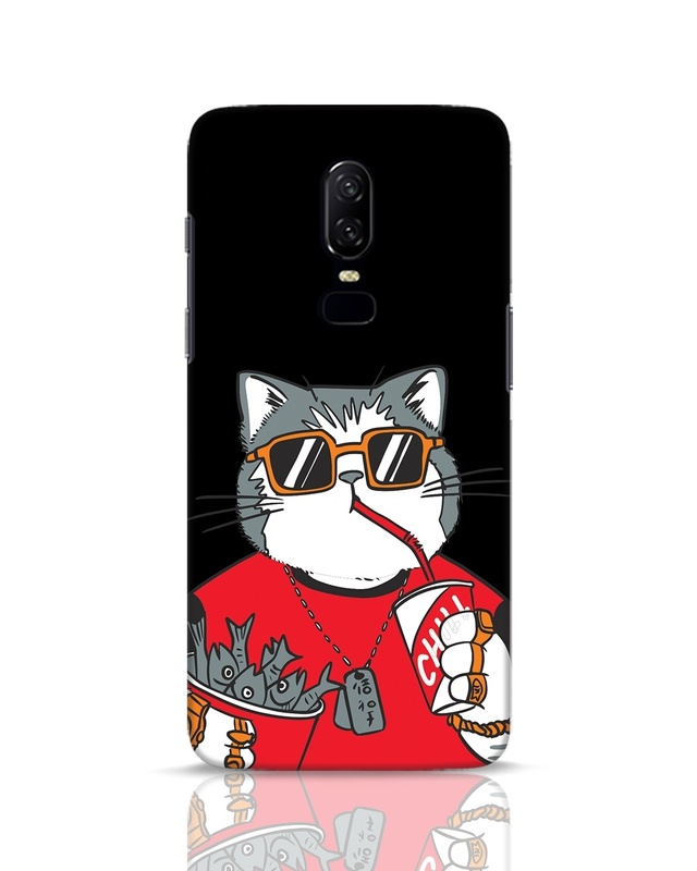 Shop Chilling Cat Designer Hard Cover for OnePlus 6-Front