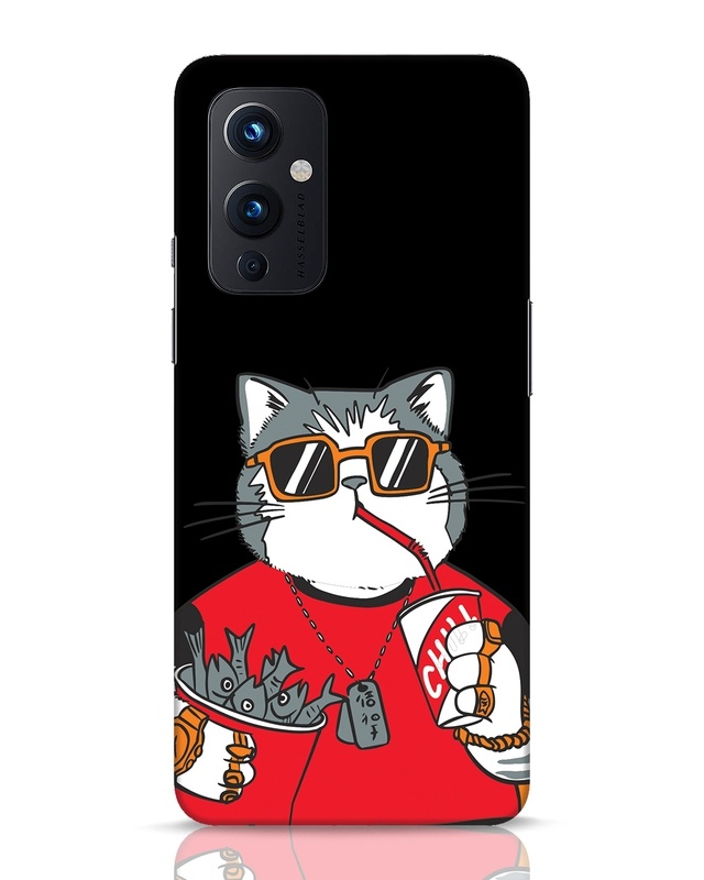 Shop Chilling Cat Designer Hard Cover for OnePlus 9-Front
