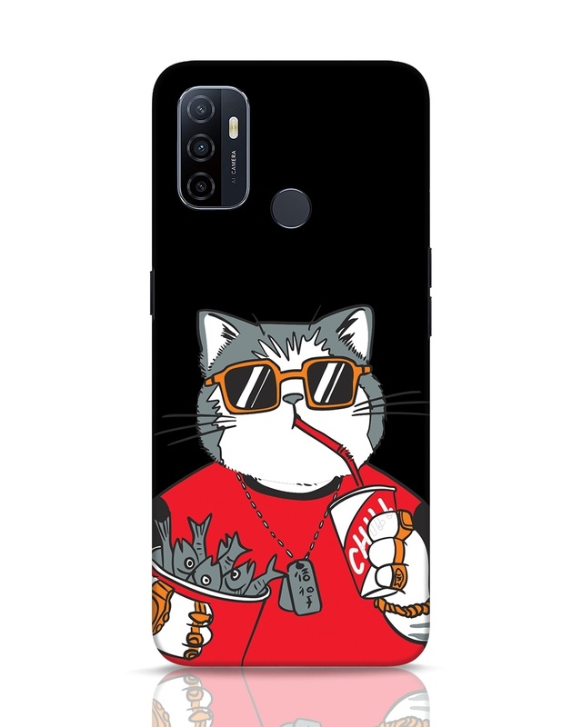 Shop Chilling Cat Designer Hard Cover for Oppo A53-Front