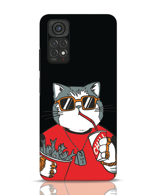 Shop Chilling Cat Designer Hard Cover for Redmi Note 11-Front