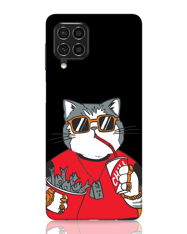 Shop Chilling Cat Designer Hard Cover for Samsung Galaxy F62-Front