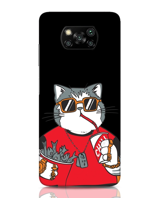 Shop Chilling Cat Designer Hard Cover for Xiaomi Poco x3-Front