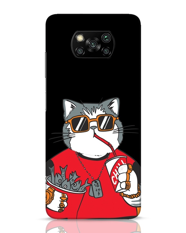 Shop Chilling Cat Designer Hard Cover for Xiaomi Poco X3 Pro-Front