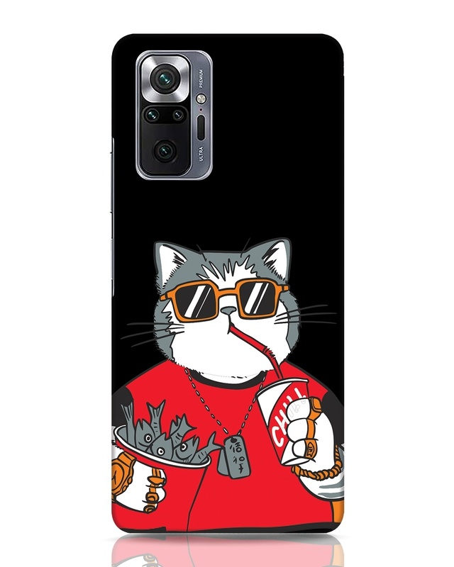 Shop Chilling Cat Designer Hard Cover for Xiaomi Redmi Note 10 Pro-Front
