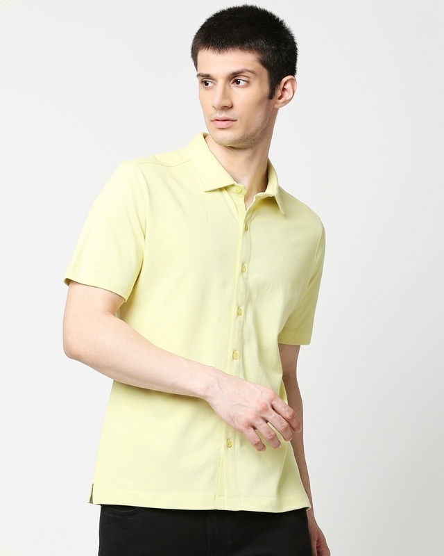 Shop Citron Solid Half Sleeve Shirt-Front