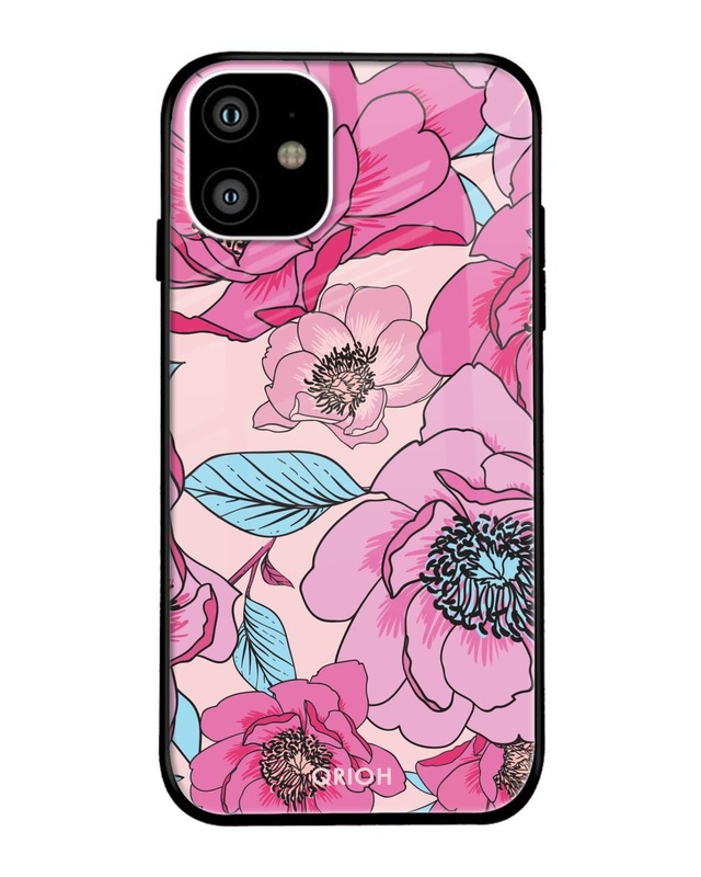 Shop Classy Pink Bloom Premium Glass Case for Apple iPhone 11 (Shock Proof, Scratch Resistant)-Front