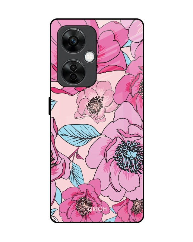 Shop Classy Pink Bloom Premium Glass Case for OnePlus Nord CE 3 5G (Shock Proof, Scratch Resistant)-Front