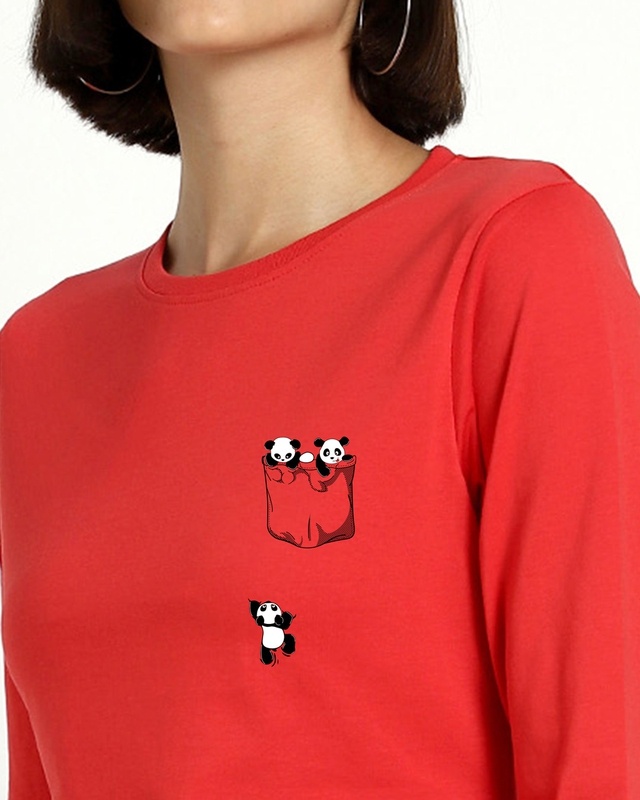 Shop Climbing pocket panda Printed 3/4 Sleeve T-shirt-Front