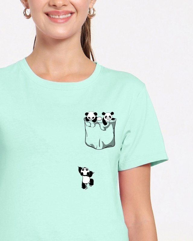 Shop Climbing pocket panda Printed Half Sleeve T-shirt-Front