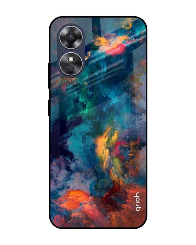 Shop Cloudburst Printed Premium Glass Case for OPPO A17 (Shock Proof,Scratch Resistant)-Front