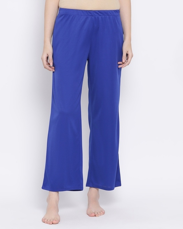 Shop Clovia Chic Basic Pyjama in Blue-Front