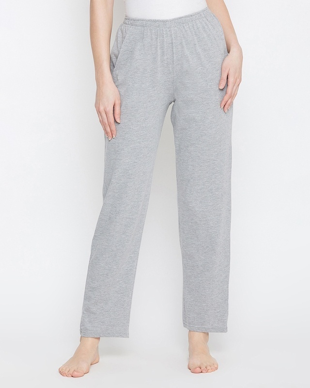 Shop Women's Grey With Elastic Waistband Pyjamas-Front