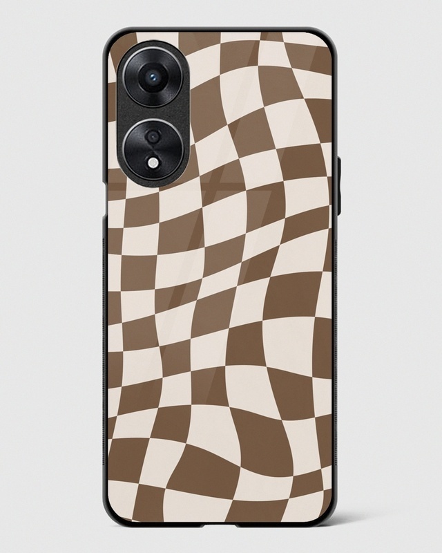 Shop Coffee Checkered Premium Glass Case for Oppo A78 5G-Front